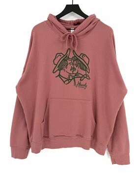 HOWDY BAGEL Graphic Hoodie Dusty Pink Green XL